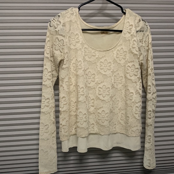 Hollister Lace Long sleeve tops - Cream and Pink - Picture 4 of 5